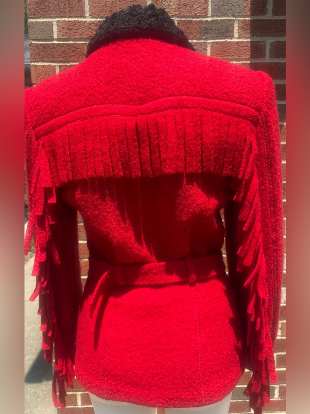 Vintage 70sWayne Rogers Red Wool Fringe Western Jacket S
